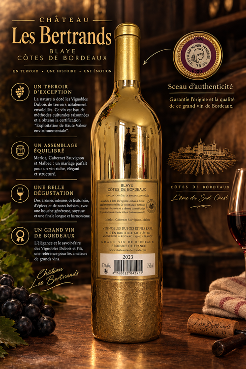 Grand vin de bordeaux château "Les Bertrands" Blaye côtes de Bordeaux